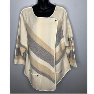 Chico's Women's 3 Yarn-Dye Boiled Wool Wrap Jacket with Crossover Snap New